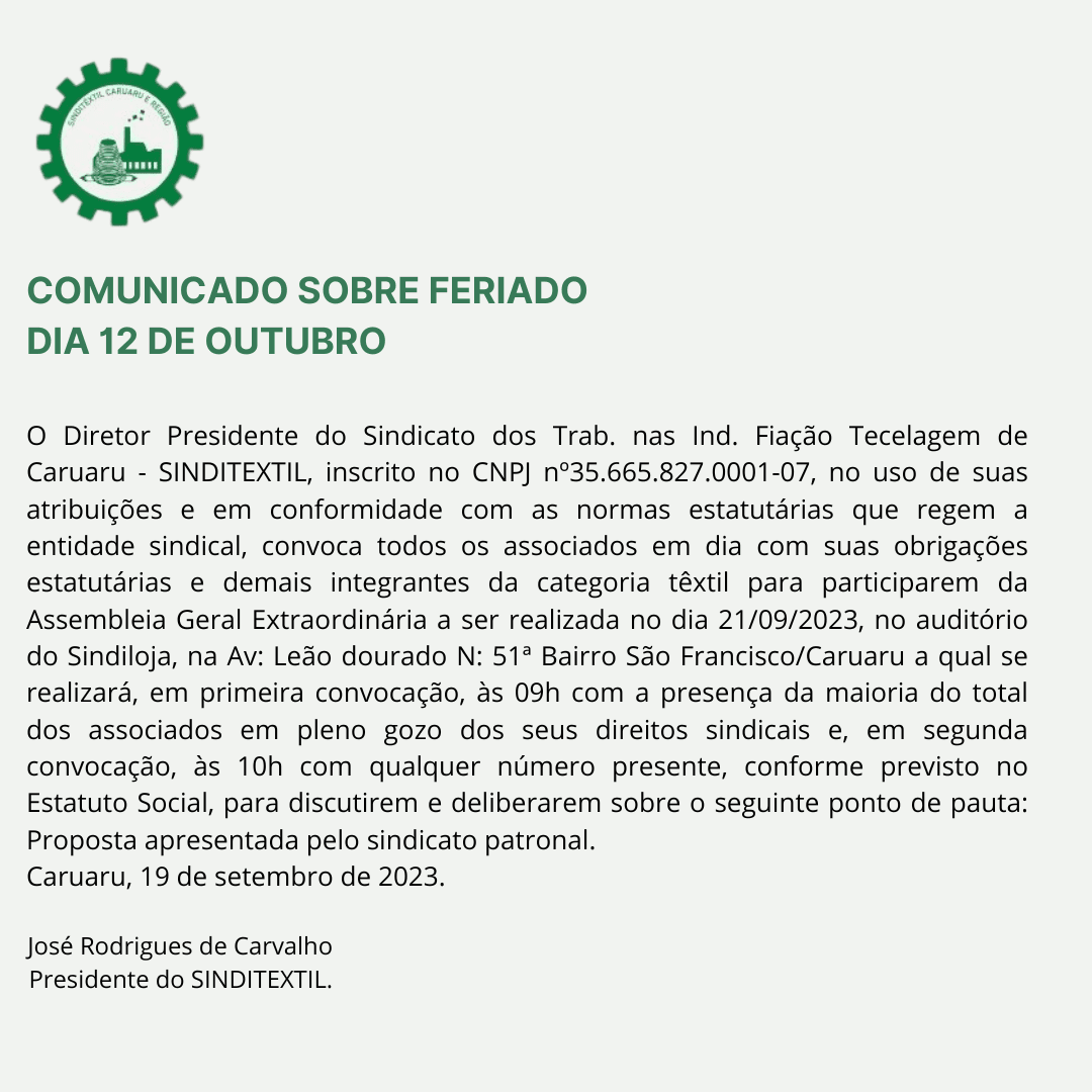 Comunicado Feriado